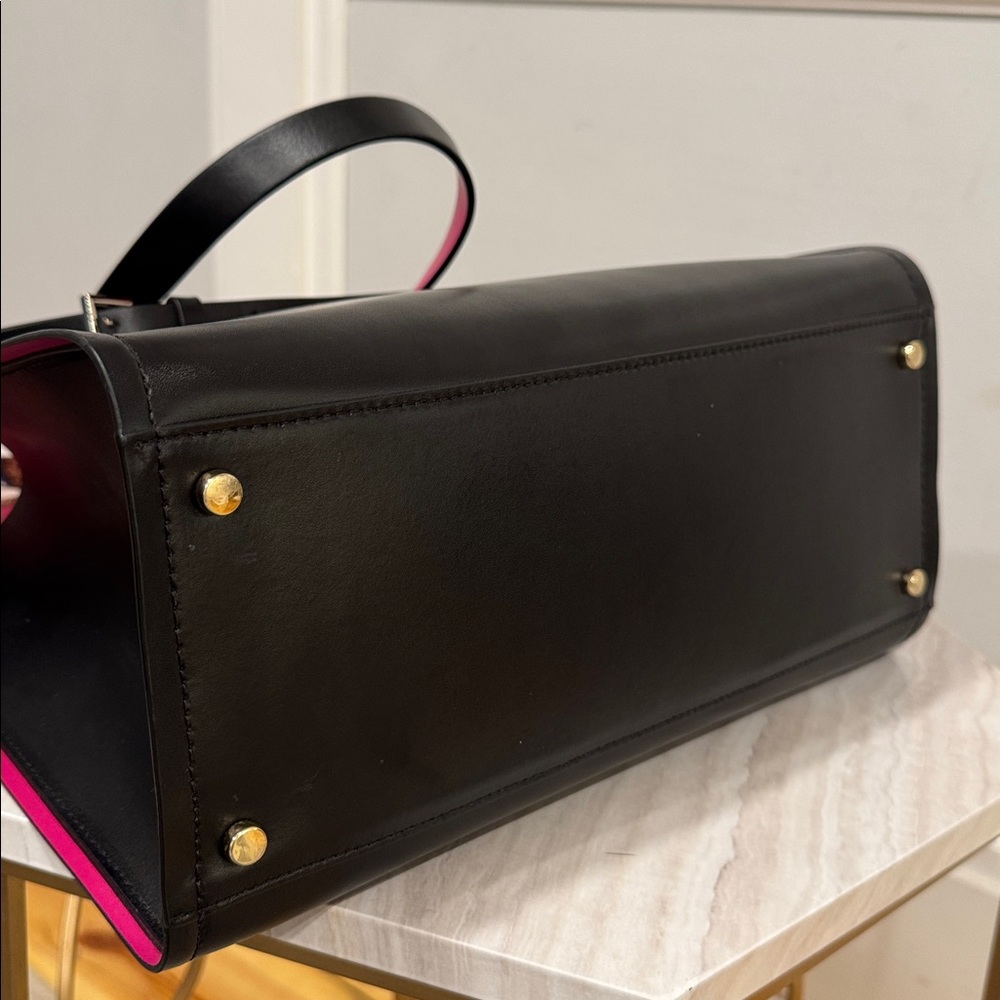 Kate Spade Bag Black Pink Leather Colorblock Tote Satchel - Picture 8 of 17